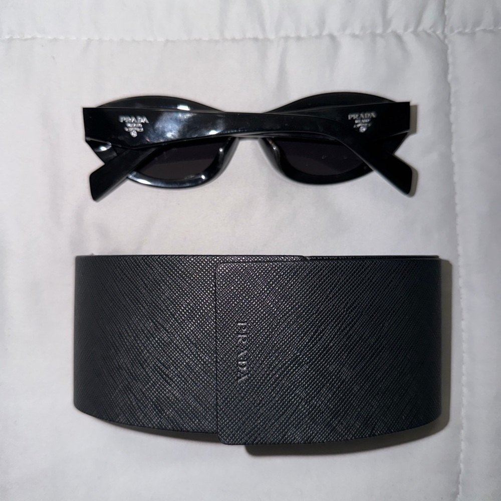 Prada Black Cat-Eye Sunglasses with Black Saffiano Case